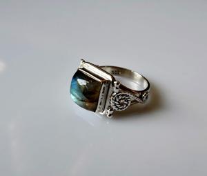 Labradorite Silver <b>Ring</b> 925 Sterling Silver Handmade Women's Statement Promise <b>Ring</b> <b>Cushion</b> shape Gemstone Jewelry Gift for Her - Product Image 5