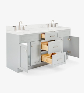 Meuble de salle de bain sur mesure Felix 66 pouces avec double vasque, 4 options de finition, fabricant OEM Vietnamien - Product Image 4