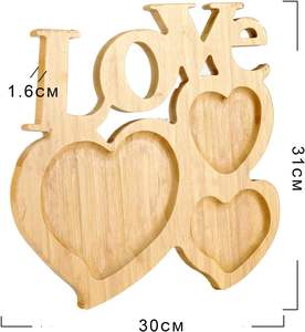 Plateau de service en bois en forme de cœur avec porte-bougie chauffe-plat, plateau familial pour le petit-déjeuner - Product Image 4