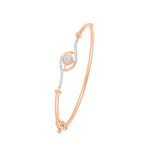 Rose Gold Lab Grown Diamond Wave Line Solitaire Open <b>Bangle</b> <b>Bracelet</b> - Product Image 1