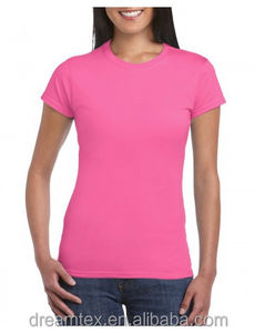 Camisetas Lisas de Manga Corta para Mujer, 100% Algodón, Cuello Redondo, 20 Colores, Personalizables con Logotipo OEM, Venta al Por Mayor - Product Image 2