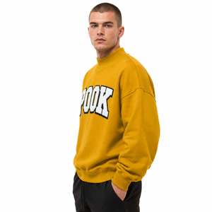 Mock Neck Sweatshirt For <b>Men</b> with Custom Chenille Letter Embroidery 100% Cotton Fleece <b>Pullover</b> <b>Mens</b> Mock Neck Sweatshirt - Product Image 4