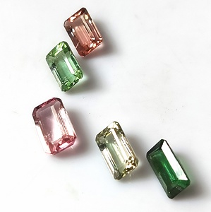 8x5 mm Tourmaline naturelle zambienne calibrée multicolore pastel de 5,95 carats, taille émeraude, lot de 5 pierres précieuses en vrac - Product Image 3