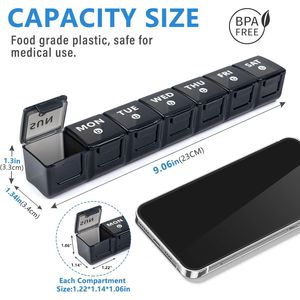 Confezione da 2 Organizzatori Settimanali per Pillole, Portapillole 7 Giorni con Scomparti AM PM, Contenitore XL 14 Giorni per Medicinali da Viaggio - Product Image 2