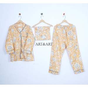 ชุดนอนผ้าฝ้ายลายดอกไม้ดีไซน์ใหม่ขายดีสำหรับฤดูร้อนสำหรับผู้หญิง มีหลายขนาดให้เลือกจากอินเดีย - Product Image 6