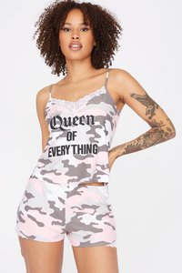 Conjunto de Camiseta sin Mangas y Pantalones Cortos con Estampado de Corazones para Mujer, Color Rosa, Informal, de Punto, de Algodón Transpirable, Corte Regular - Product Image 4