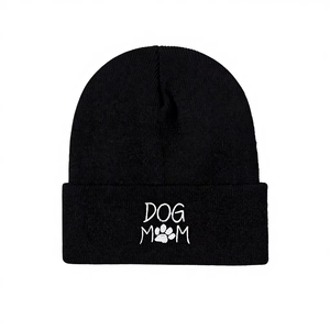 Gorro de Punto Acrílico Personalizado con Bordado para Amantes de Mascotas, Diseño de Huella de Perro, Unisex, para Invierno, Venta al Por Mayor OEM - Product Image 1