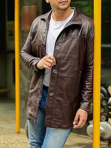 Gabardina de Cuero para Hombre con Cuello de Solapa con Muescas, Mangas Largas, Cierre de Botones, Ligera y Reversible para Días Fríos - Product Image 5