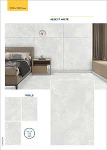 กระเบื้องลายหินอ่อนพอร์ซเลนขนาดใหญ่ 1200x1800 มม. สีขาวอัลเบิร์ต ผิวมันเงา สำหรับปูพื้นและผนัง คุณภาพพรีเมียม - Product Image 3