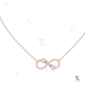Collar con Colgante Infinito de Diamantes Cultivados en Laboratorio, en Oro Sólido, para Mujer, Corte Pera, Dos Piedras, Joyería Clásica para Aniversario - Product Image 3