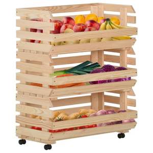 Îlots et chariots de cuisine en pin massif - Chariot à légumes 30,3''x11,8''x31,5'' - Product Image 2