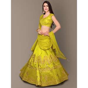 Décorations de fête élégantes Lehenga Choli brodées au néon sophistiquées - Product Image 3