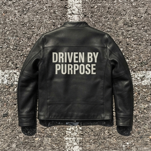 2026 Winter Genuine Leather <b>Biker</b> <b>Jacket</b> Men Stand Collar Zipper Back Printed Leather <b>Jacket</b> Men's - Product Image 2