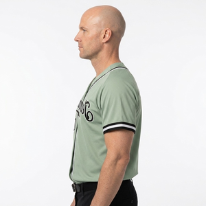 Custom Men's Green Baseball Jersey <b>Short</b> Sleeve <b>Mesh</b> Breathable Button Front Team Name Print Regular Fit All Seasons Apparel - Product Image 3