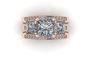 Luxury gold silver ladies <b>ring</b> yellow white rose style moissanite cvd colour stone <b>cz</b> vvs2 d princess round 3.74 cts charm - Product Image 2