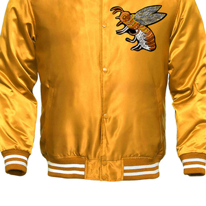 High Quality Silk Satin Varsity <b>Jackets</b> for <b>Men</b> New Arrival Custom Red Button Outdoor Fashion College Baseball <b>Jacket</b> For <b>Men</b> - Product Image 6