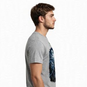NEXTEX T-shirt unisexe Howling Wolf en jersey de coton doux gris chiné à col rond décontracté - Product Image 4