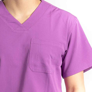 Purple Women's <b>Scrub</b> Set Short Sleeve Solid Color Casual Uniform Pants and Top Medical Workwear <b>Scrub</b> Uniform Suits New Design - Product Image 6