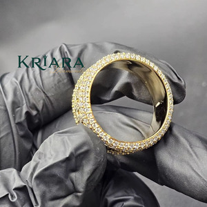 Anillo de Diamantes de Plata 925 con Oro Amarillo, Corte Brillante Redondo, Diamantes Cultivados en Laboratorio, Lujoso, Unisex, para Uso Diario - Product Image 3
