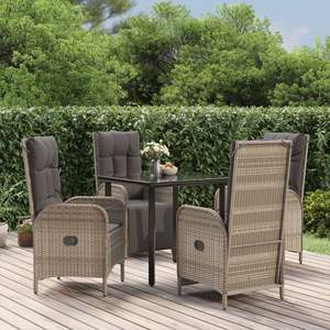 Set da Pranzo Moderno in Rattan per Giardino, 4 Posti, Arredamento da Esterno Resistente alle Intemperie, Design Contemporaneo Grigio - Product Image 3