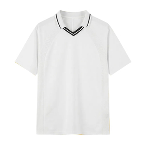 Unisex Black V-Neck Short Sleeve <b>Polo</b> Shirt Loose Fit 100 Polyester Breathable Solid Color Sport Top All Seasons - Product Image 4