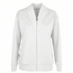 Blouse d'infirmière sur mesure pour femme, à fermeture éclair, en tissu extensible, col en V, coutures princesse, poignets côtelés, prix de gros - Product Image 4