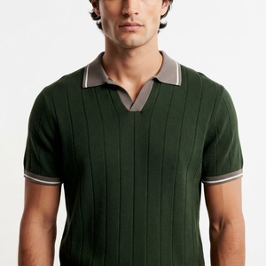 Camiseta Polo Casual Personalizada OEM para <span class=keywords><strong>Hombre</strong></span>, Camiseta de Manga Corta a Rayas con Cuello, Camiseta de Verano, Camisetas Polo de Punto Acanalado para <span class=keywords><strong>Hombre</strong></span> - Product Image 1