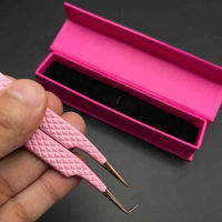 Pince à épiler de précision durable en acier inoxydable à pointe incurvée, outil d'isolation des cils, longueur 10 mm, emballage inclus pour