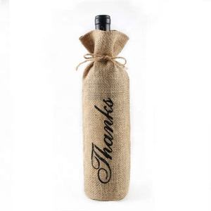 Bolsa de Vino de Yute Grande con Logotipo Personalizado, con Asa de Cordón, Porta Botellas para Regalos, Promociones, Bodas, Festivales y Regalos de Boda - Product Image 1