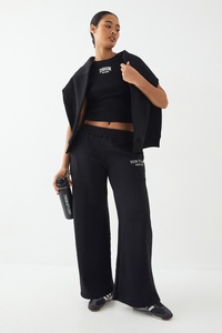 Pantalon de jogging noir premium pour femme, taille haute, coupe large et droite, décontracté, ample, pour le sport et la détente, vente en gros - Product Image 5