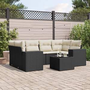 Conjunto de Sofás Modulares Grandes de Ratán PE Negro para Jardín, Muebles Modulares Elegantes para Exteriores - Product Image 1