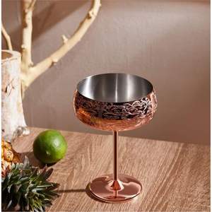 Handmade Copper Plated Cocktail Glass Metal Coupe Glass Wine Goblet Barware Party Champagne Glass for Home Hotel Bar <b>Drinkware</b> - Product Image 2
