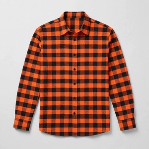 <b>Men's</b> <b>Orange</b> Black Plaid Flannel <b>Shirt</b> Full Sleeve Casual Turn-down Collar Autumn Cotton <b>Shirts</b> - Product Image 6