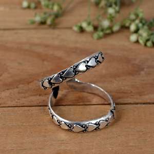 SHYAM JEWELRS Handmade Vintage Heart-Patterned Luxury Finger Splint <b>Ring</b>-<b>Adjustable</b> 925 Silver Orthopedic Joint Support for EDS - Product Image 2