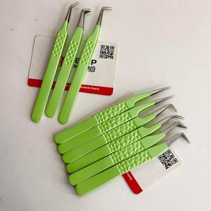 GETUP BROSONS IMPEX Lime Green Eyelash Extension Tweezers Set Custom Logo Dimple Dot Grip Stainless Steel Precision Volume - Product Image 2