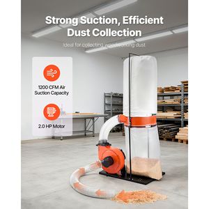 Collettore di Polvere a Cono Vortex da 1200 CFM, 2.5 Micron, Sistema di Raccolta Segatura da 2.0HP, Collettore di Polvere da 35 Galloni - Product Image 2