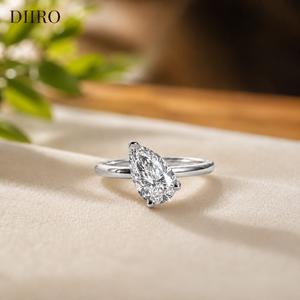 Anillo de Compromiso con Diamante Corte Pera, Chapado en Oro Amarillo de 14K, Anillo de Boda Solitario para Mujer, Certificado por GRA - Product Image 5