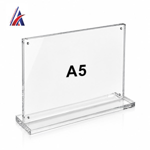 Premium Supplier Acrylic T Stand Magnetic <b>A5</b> Landscape Table Top Sign Holder Clear Menu <b>Frame</b> Double Sided Desk Display Rack - Product Image 1