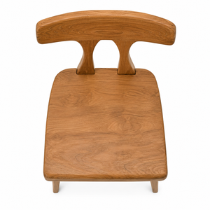 Chaise de salle à manger scandinave moderne en teck avec dossier sculpté et pieds coniques – Stable, durable, écologique, pour la maison, le bureau, la villa, le parc - Product Image 4