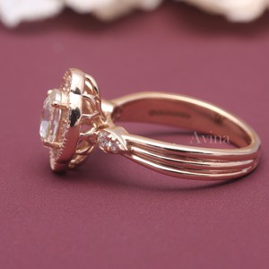 Oval Cut Champagne Diamond <b>Ring</b> 18K Rose / Yellow & White Gold Vintage Halo Diamond <b>Ring</b> Women Engagement Fine Jewelry - Product Image 4