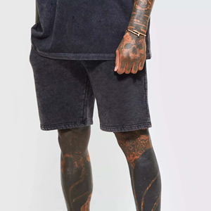 Shorts pour hommes OEM 100% polyester, tissu Oxford uni délavé à l'acide, écologique, anti-plis, séchage rapide, coupe-vent, respirant, taille haute - Product Image 1