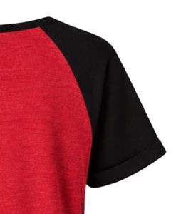 Red Black Women T Shirt Short Sleeve Henley Neck Raglan Tee Soft Cotton Casual Summer <b>Top</b> Breathable Comfortable Daily Wear - Product Image 3