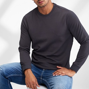 Sweat-shirt en tricot jacquard pour homme, manches longues, col rond côtelé, pull personnalisé gris anthracite, fabricant de vêtements OEM - Product Image 3