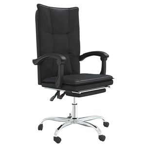 Chaise de bureau inclinable en similicuir noir avec structure en métal et mousse en contreplaqué, durable et confortable pour l'espace de travail - Product Image 2