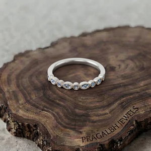 แหวนเพชรเลี้ยงในห้องปฏิบัติการทรงมาร์คีส์ ขอบมิลเกรน วินเทจ ทอง 14K 18K แหวนแต่งงานแบบซ้อนได้ แหวนครบรอบ - Product Image 3
