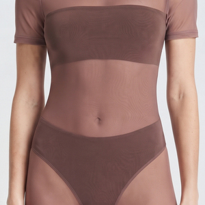 High Quality Summer 100% Polyester Sexy Club High Waist Tummy Control Body Suit Lightweight Knee Length Nightwear Sheer Mesh One - Product Image 4