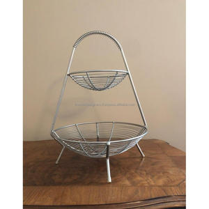 Spoon Fork Design Round Fruits <b>Basket</b> 2 Tier Floor Countertop <b>Display</b> Easy Portable Metal Wire <b>Baskets</b> Wholesale Price - Product Image 2