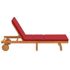 Chaise longue inclinable en bois d'acacia massif, couleur marron, 63 x 199 x 85 cm - Product Image 5