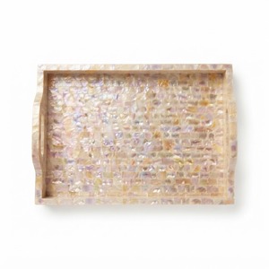 Plateau rectangulaire artisanal en nacre, plateau de service MOP de luxe, mosaïque incrustée d'os, plateau ottoman à carreaux - Product Image 3