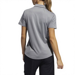 Polo décontracté d'été pour femme en coton 100% gris uni, anti-boulochage, respirant, tricoté, à manches courtes - Product Image 2